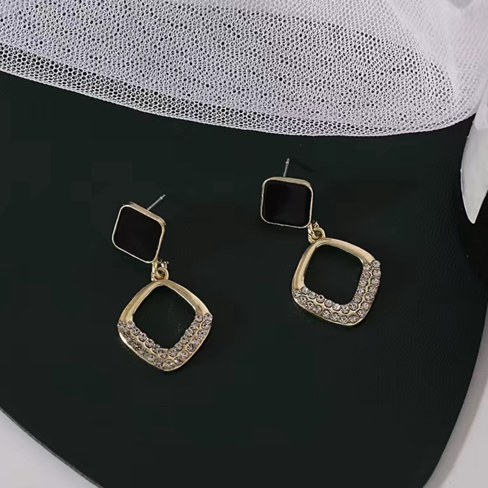Square Geometric Drop Earrings Inlaid Zircon For Women Girls Gifts